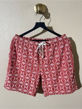 Todd Snyder Coral Geometric Terry Men's Drawstring Shorts